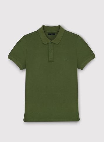 Gładki T-shirt polo w kolorze zielonym 