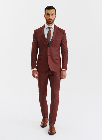 Gładkie spodnie garniturowe w kolorze brązowym