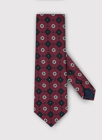 Krawat męski w kolorze bordowym w oryginalny wzór