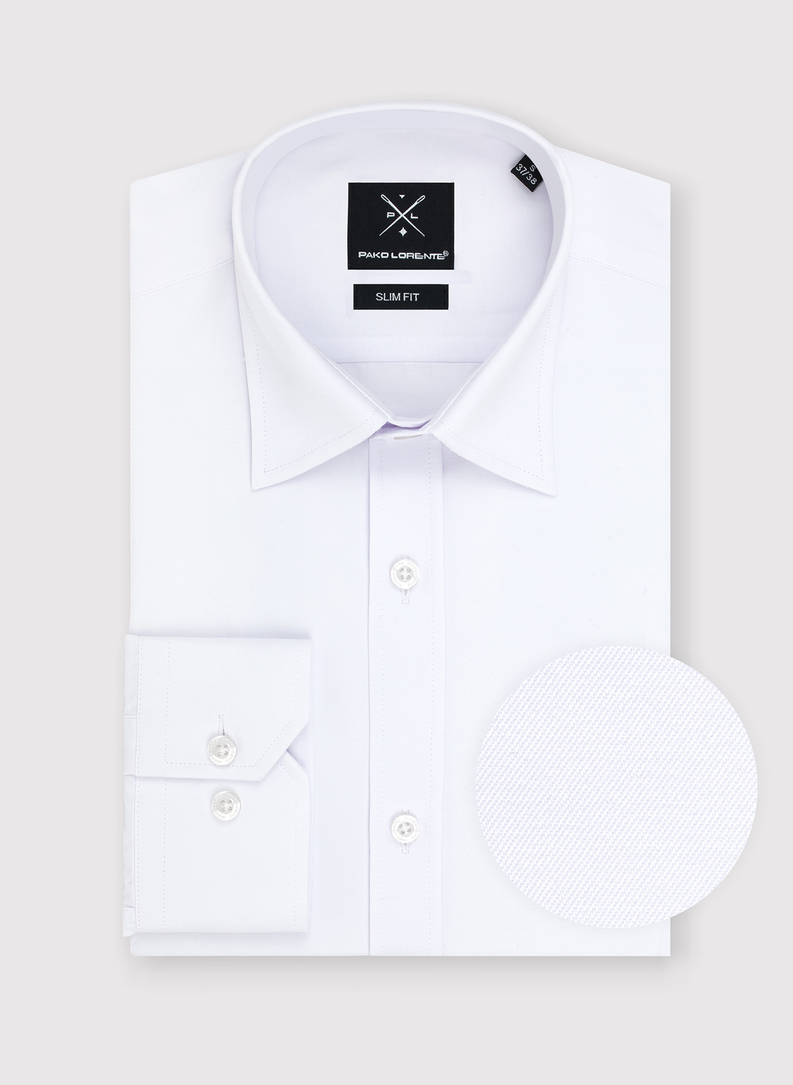 Biała gładka elegancka koszula męska