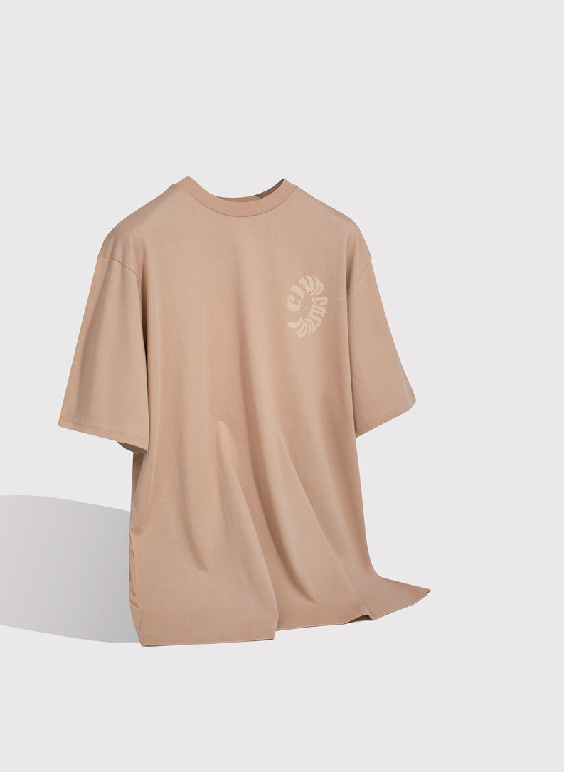 Brązowy T-shirt z krótkim rękawem oversize C21SF-TX-003-A