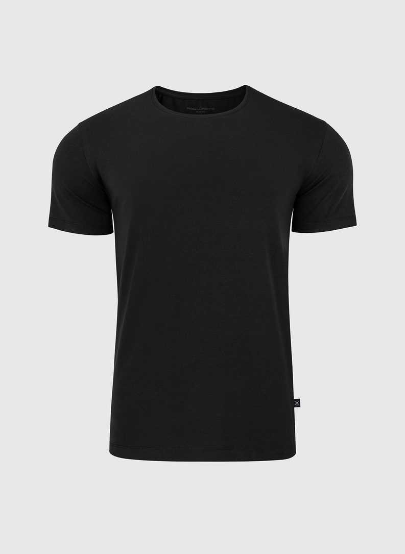 Czarny gładki T-shirt Basic