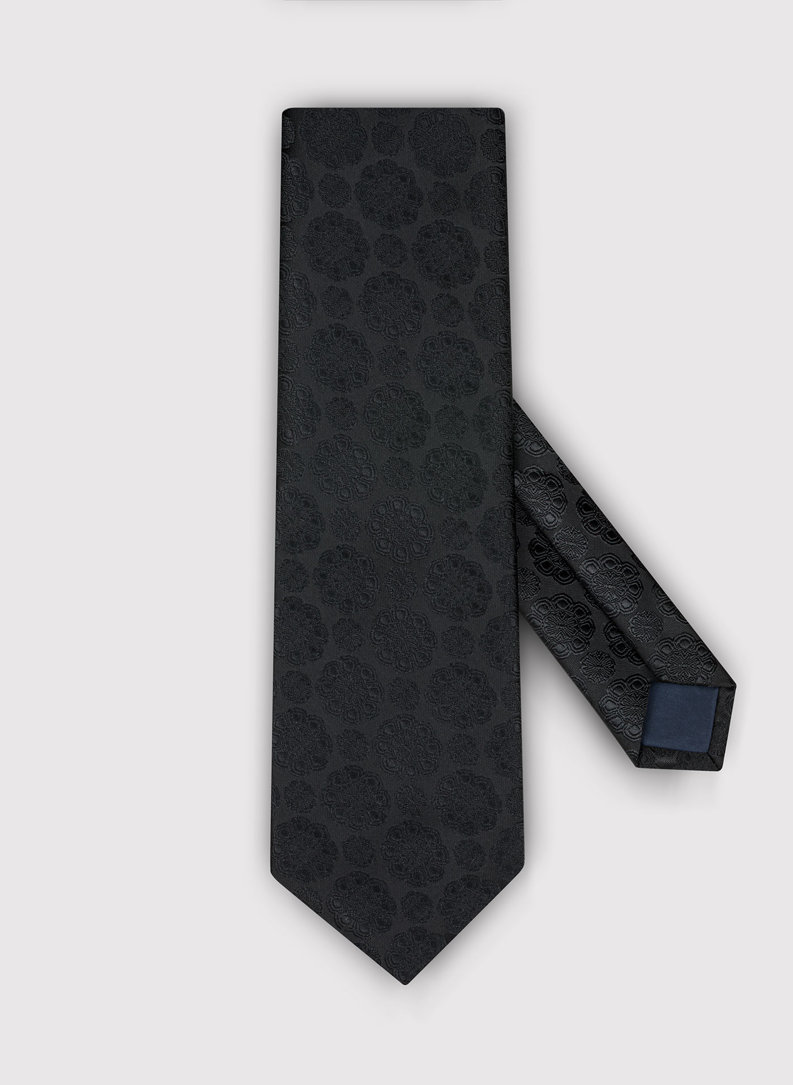 Czarny wzorzysty krawat męski 