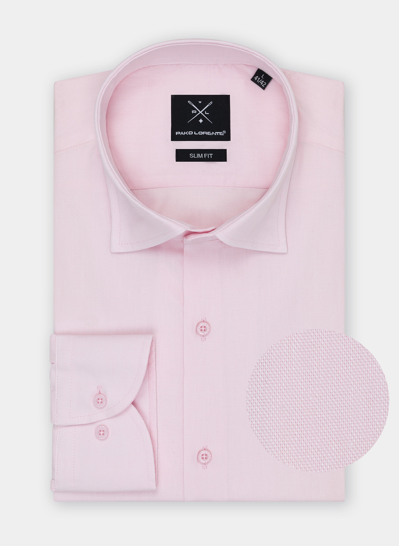 Gładka elegancka koszula męska w kolorze różowym