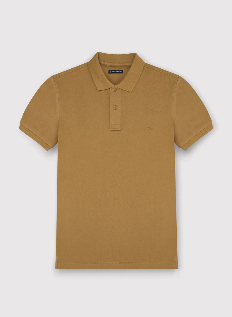Gładki T-shirt polo w kolorze beżowym