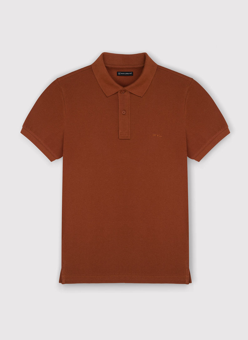 Gładki T-shirt polo w kolorze brązowym