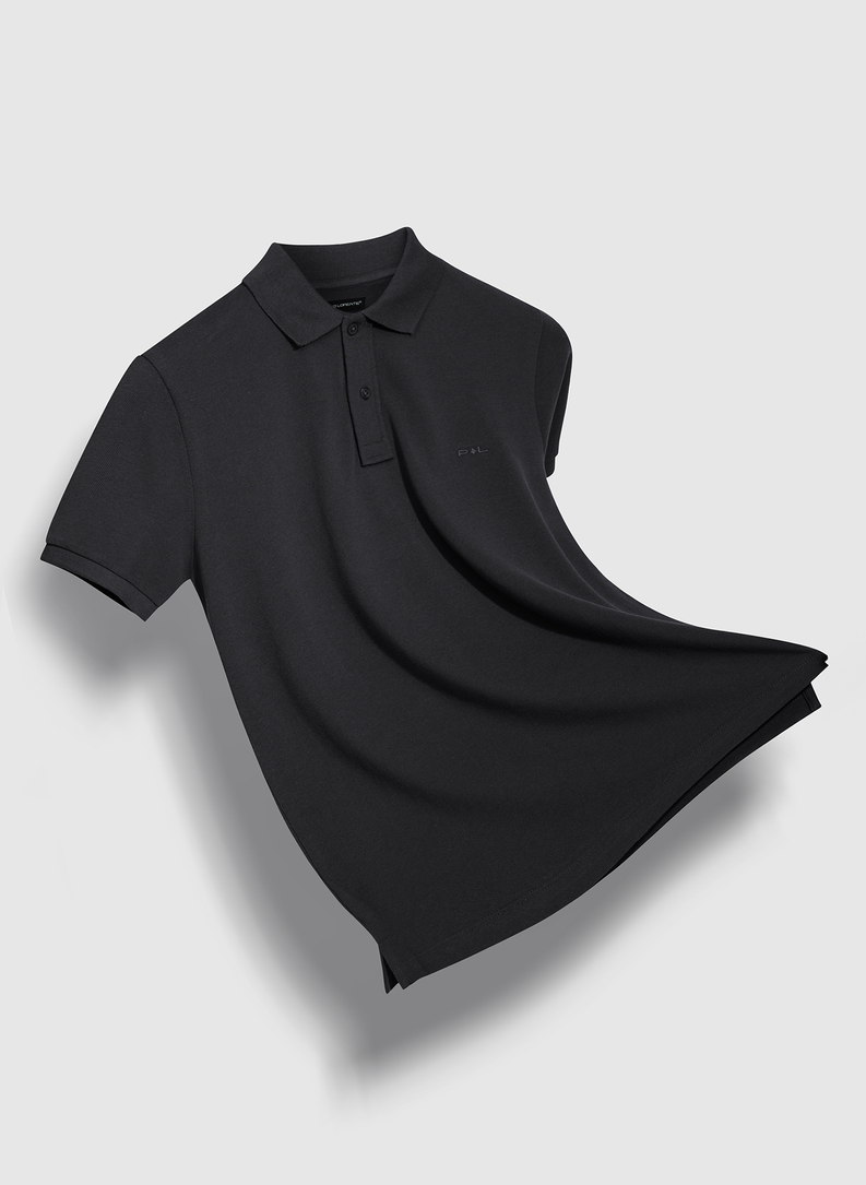 Gładki T-shirt polo w kolorze czarnym