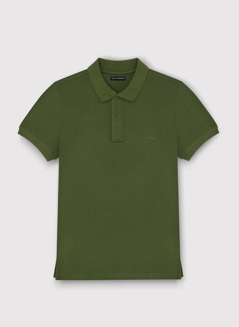 Gładki T-shirt polo w kolorze zielonym 