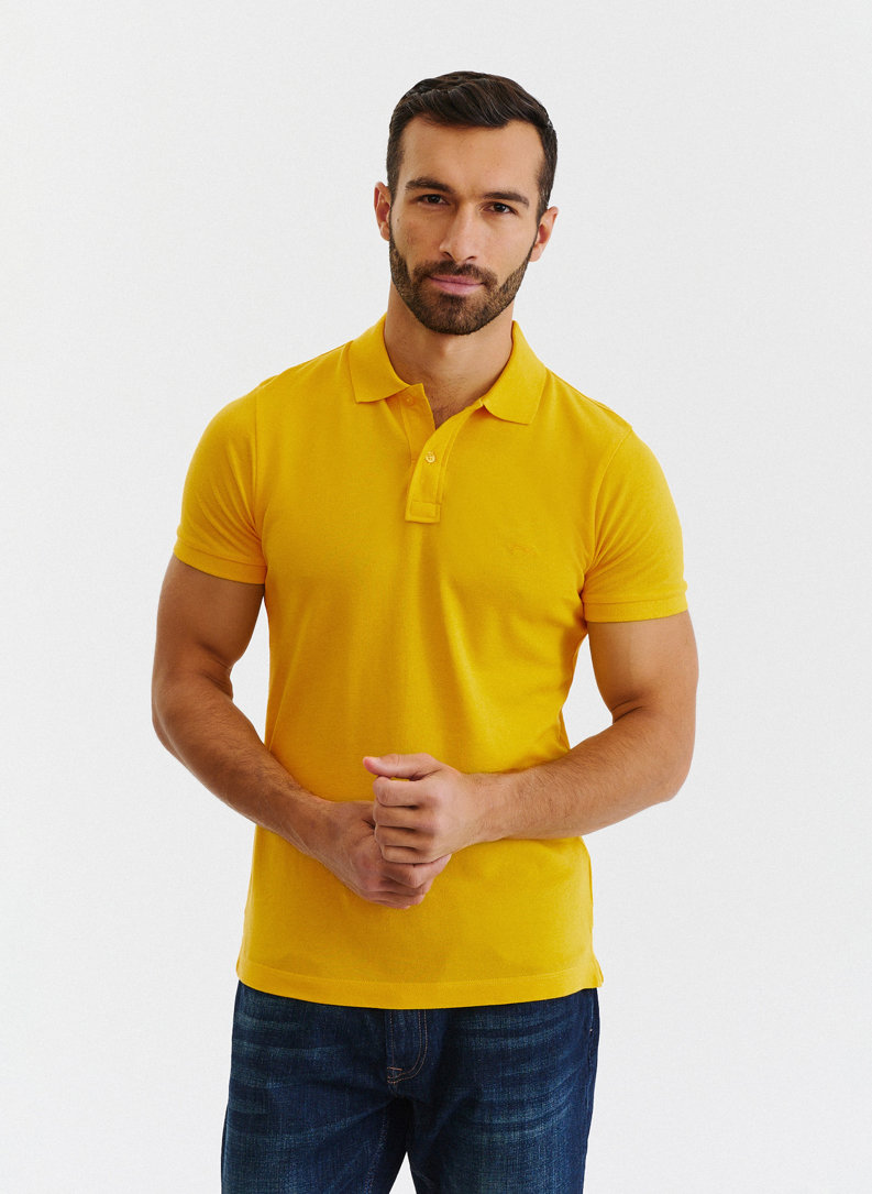 Gładki T-shirt polo w kolorze żółtym 