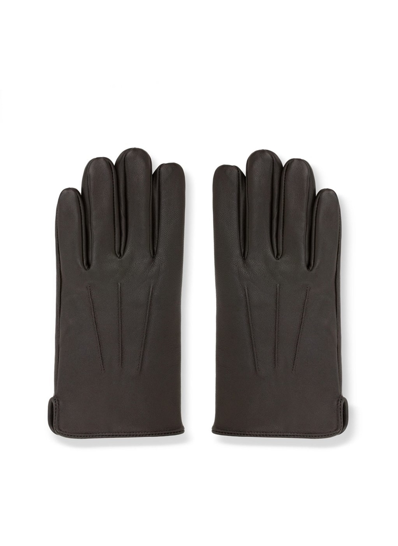 Skórzane brązowe rękawiczki męskie PPLM9-RX-001-A