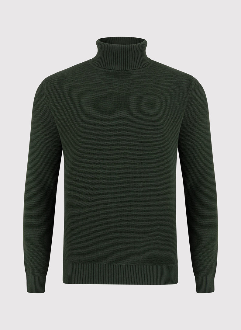 Sweter z golfem w kolorze zielonym