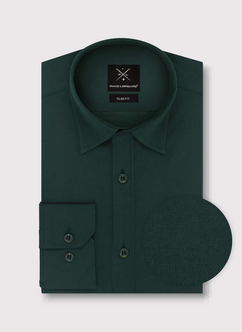 Zielona gładka koszula męska