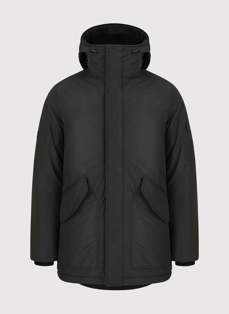 Zimowa kurtka z kapturem w kolorze czarnym